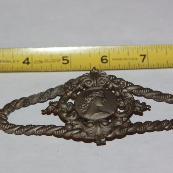 Antique Victorian Woman Metal Clasp Cape Cloak Shawl Scarf Slide 4 1/2 inch - Picture 4 of 4